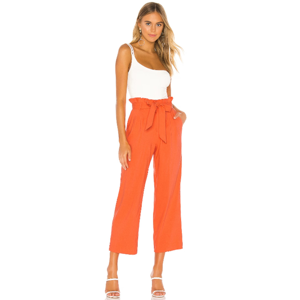 Alice + Olivia Farrel Paperbag Pants – Bright Orange, Cropped, Size 4